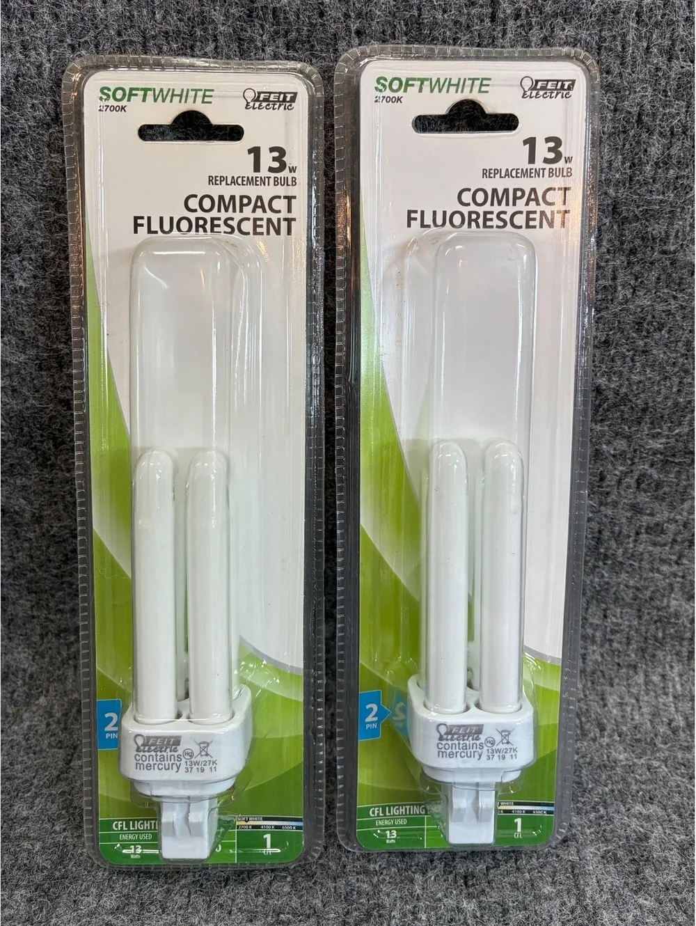 2 Feit Electric 13W Soft White Compact Fluorescent Replacement Bulb 2-Pin